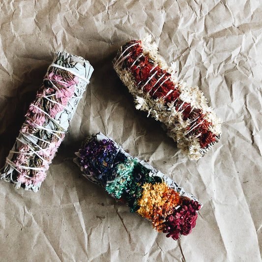Floral sage smudge stick