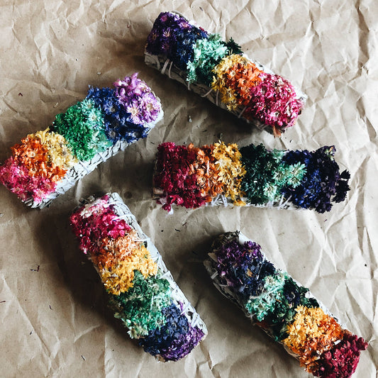 Floral sage smudge stick